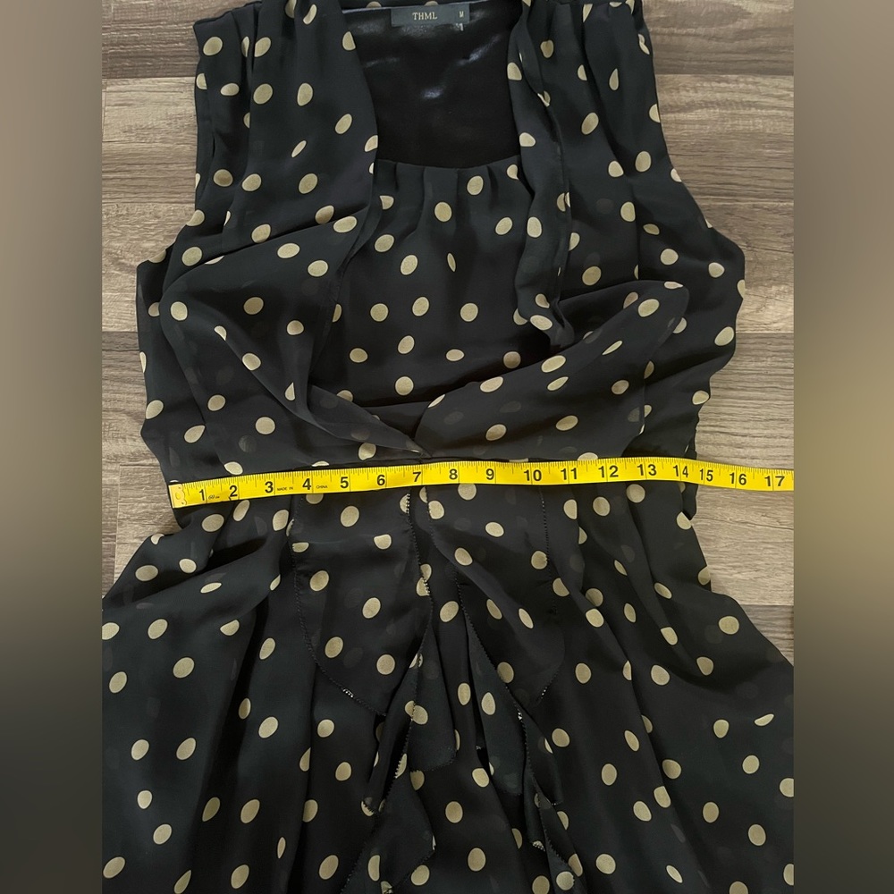 THML Polka Dot Sheer Blouson Dress SZ M - Picture 9 of 12
